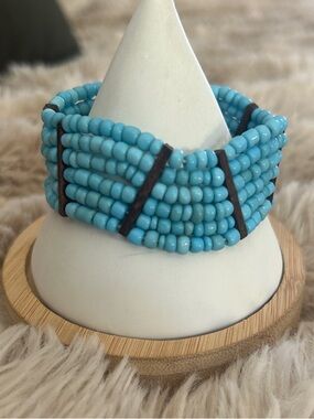 GORG! & Other Stories Turquoise Beaded Multi-Row Bracelet